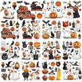 12 Sheets Halloween Rub on Transfer for Crafts Pumpkin Ghost Black Cat Rub on Transfer Stickers Vintage Furniture Decals for DIY Crafts, 5.5 x 5.5 Inch