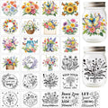 25Pcs Wildflower Silhouette Cutouts Stickers for Crafts, Silhouette Stickers Decals for Jars Mason Can Glass Wall Window Lantern Christmas Room Door Office Home DIY Crafts