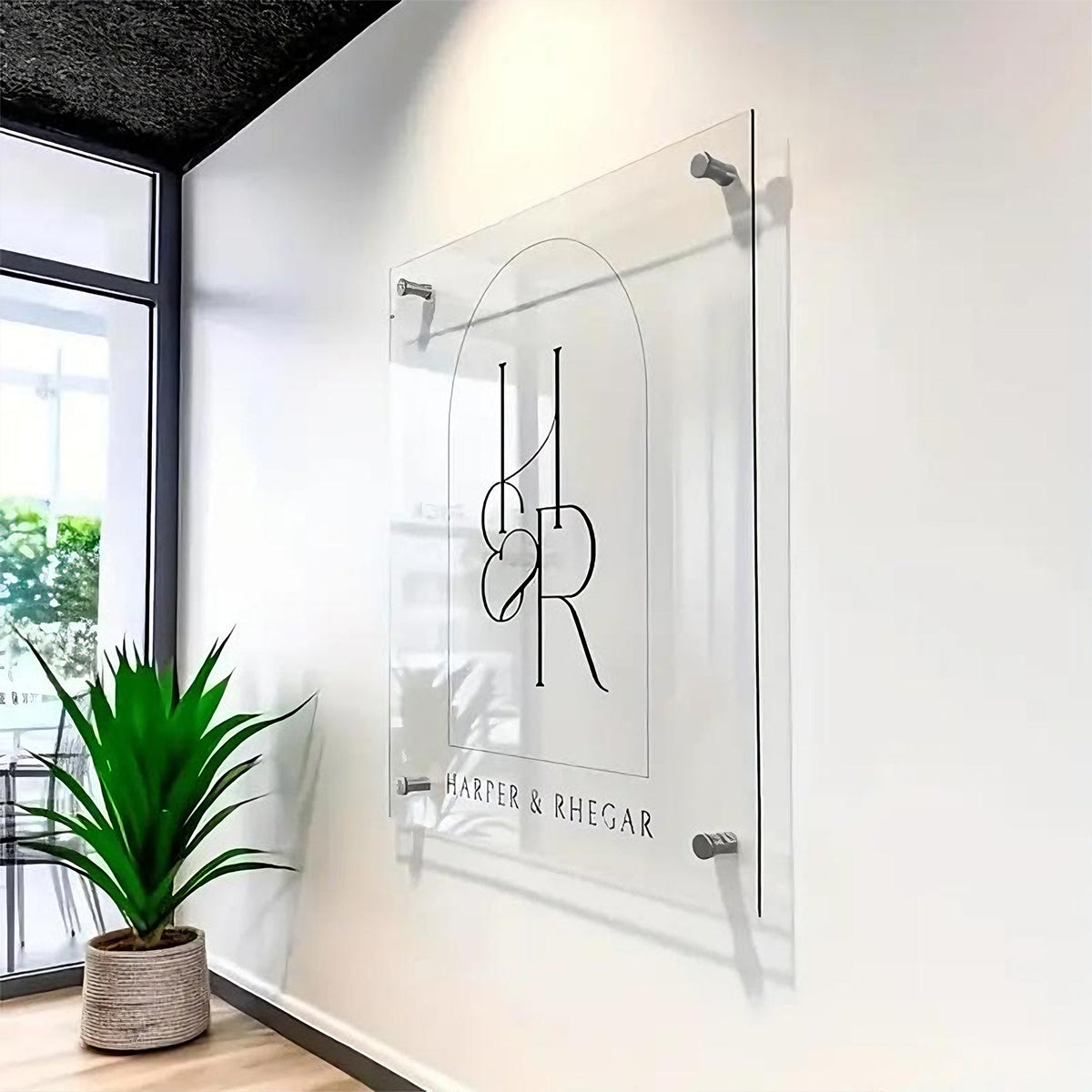 Custom Square Acrylic Business Logo Sign -Waterproof, Hardware -Floating Company Wall Plaque Decor, Personalized Acrylic Office Door Printed SignStorefront Branding